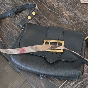 Burberry Black Crossbody Bag with Gold Buckle